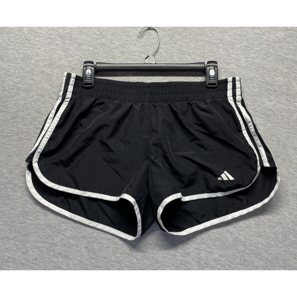 Adidas Marathon 20 Athletic Shorts Womens M Black Slim Fit‎ Logo Gym & Training